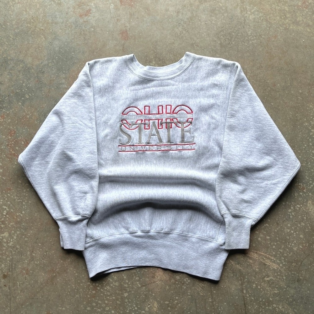Champion Gray Sweatshirt with Red Embroidery